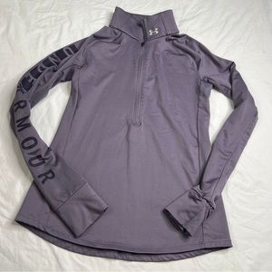 Under Armour XS 1/2 Zip Pullover Long Sleeve Grey Purple 1/4 Zip A031123